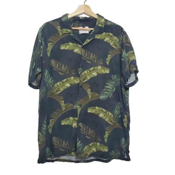 Topman | Palm Print Short Sleeve Soft Button Front Shirt - Picture 1 of 13